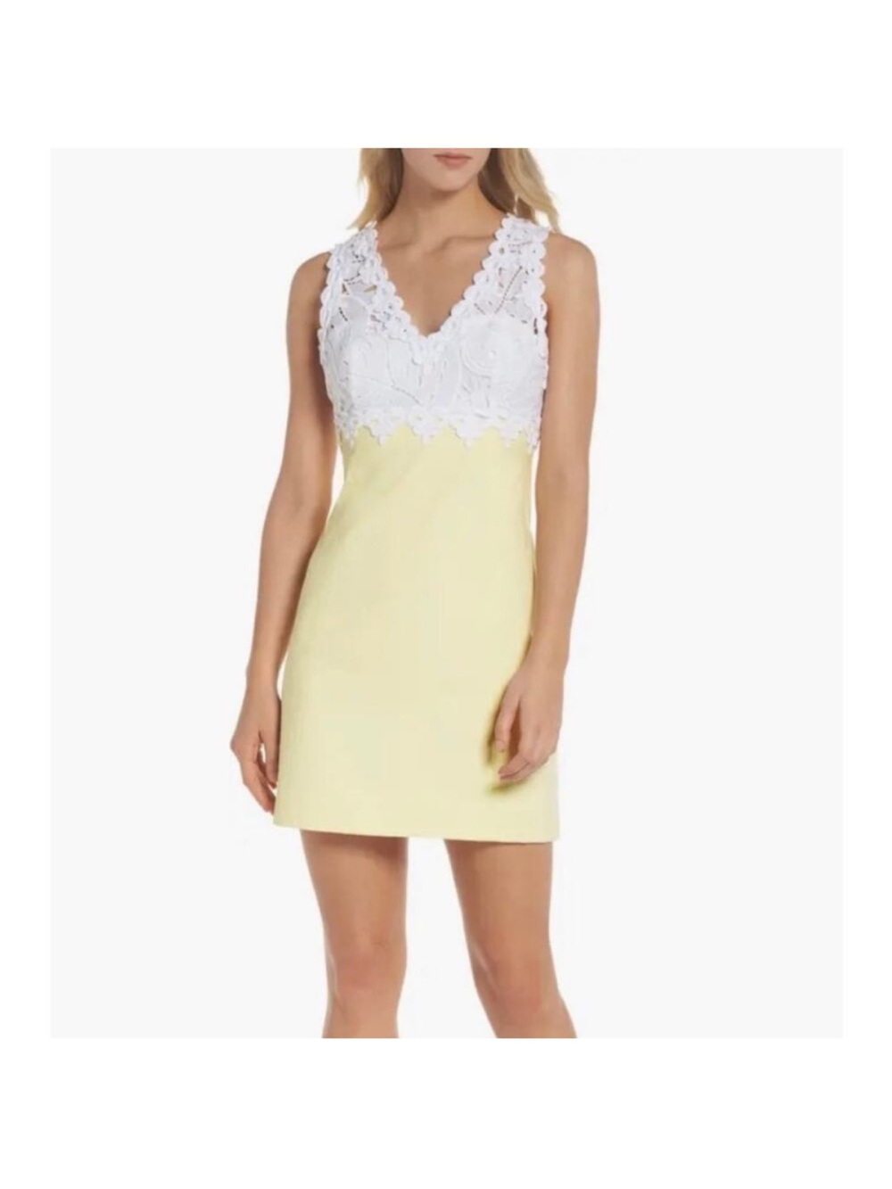 Lilly Pulitzer 🍋White Crochet Top Yellow Dress - Picture 3 of 16